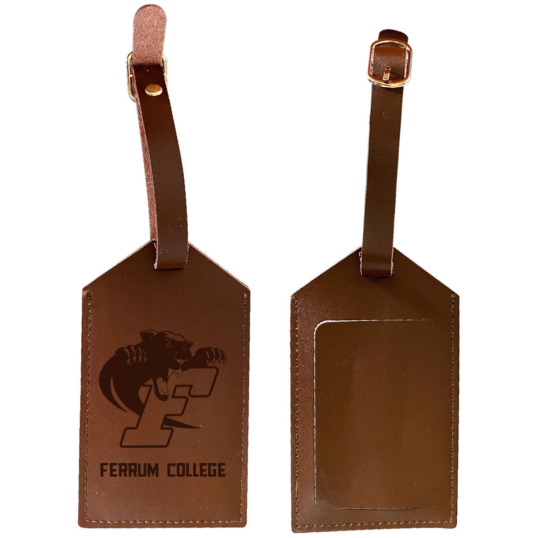 Ferrum College Leather Luggage Tag Engraved Officially Licensed Collegiate Product Image 1