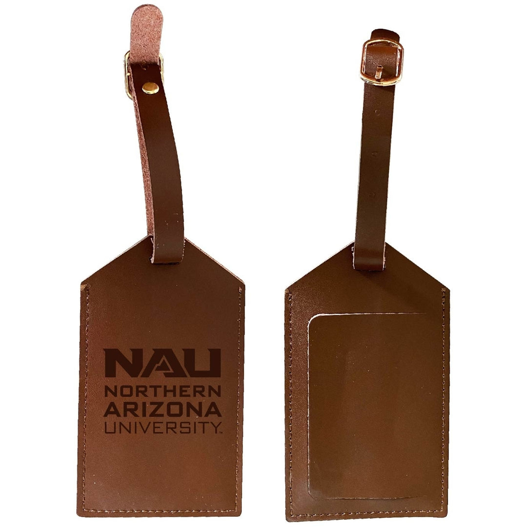 Northern Arizona University Leather Luggage Tag Engraved Officially Licensed Collegiate Product Image 1