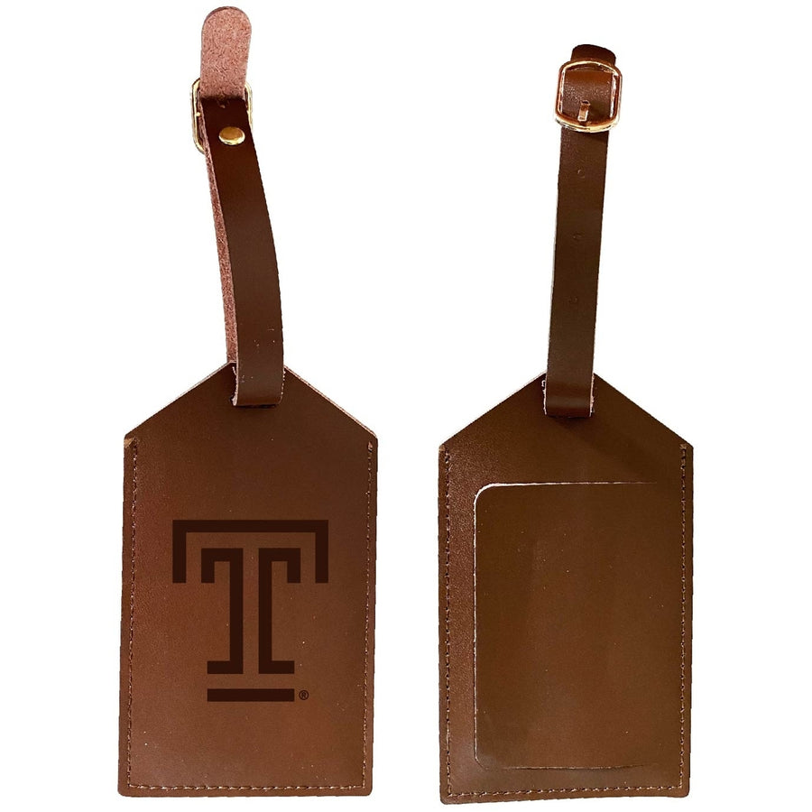 Temple University Leather Luggage Tag Engraved Officially Licensed Collegiate Product Image 1