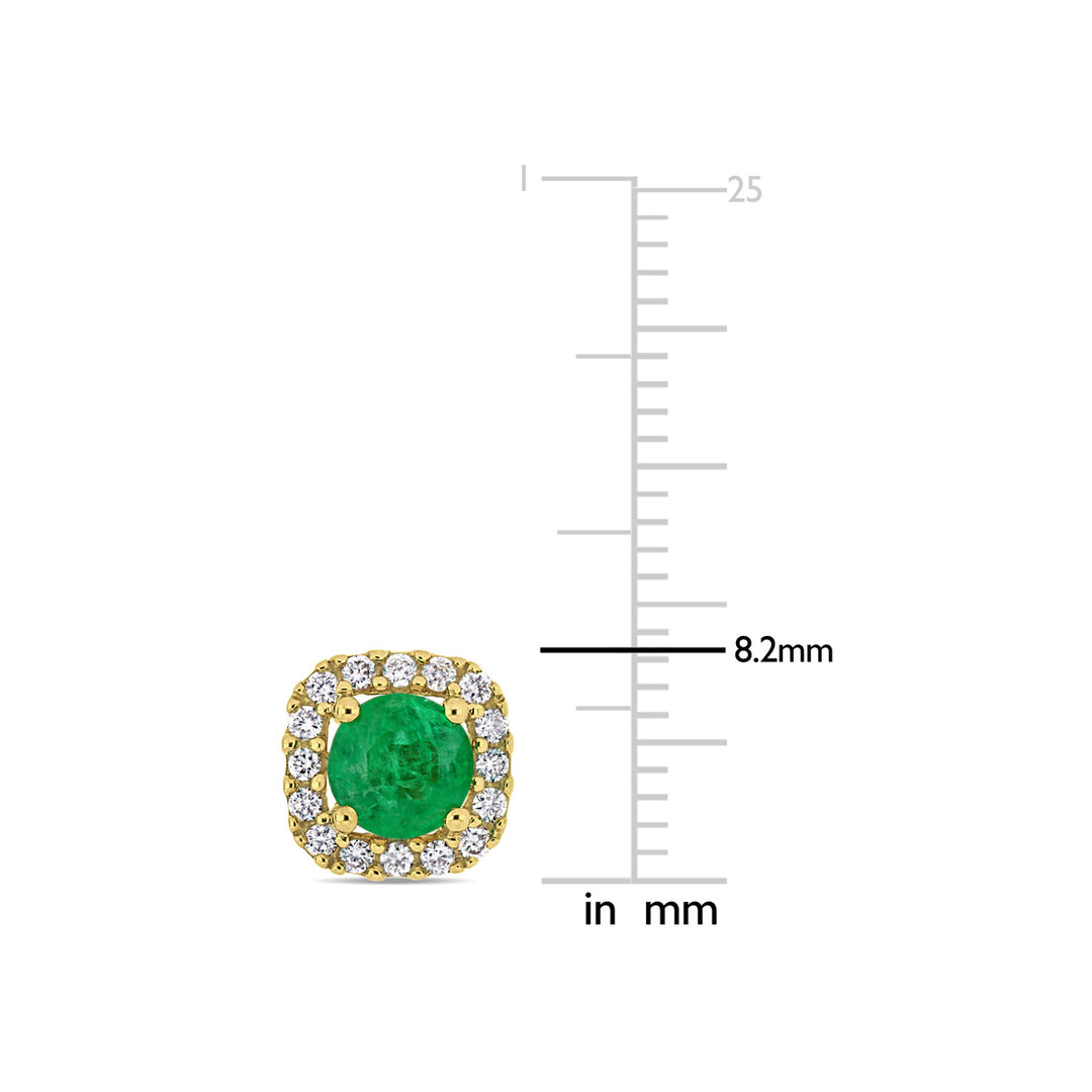 7/8 Carat (ctw) Emerald and Diamond Halo Stud Earrings in 14K White Gold Image 3