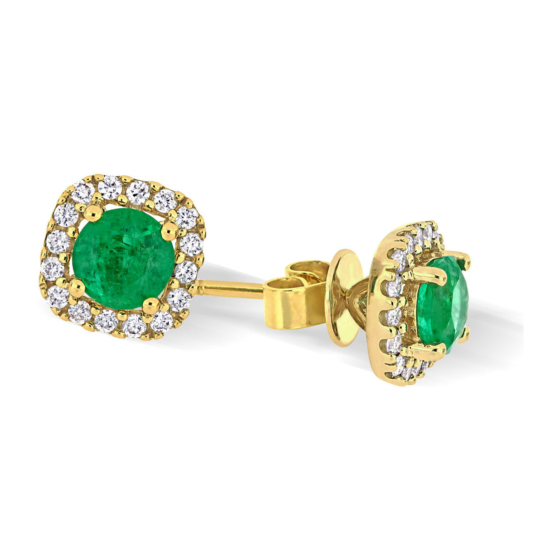 7/8 Carat (ctw) Emerald and Diamond Halo Stud Earrings in 14K White Gold Image 4