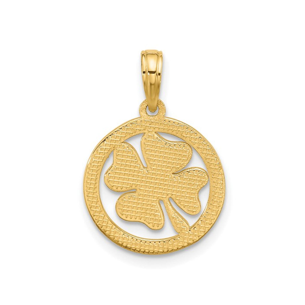 14K Yellow Gold Clover Shmarock Charm Pendant (NO Chain) Image 2