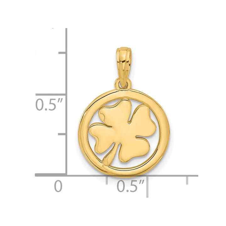 14K Yellow Gold Clover Shamrock Clover Charm Pendant (NO Chain) Image 3