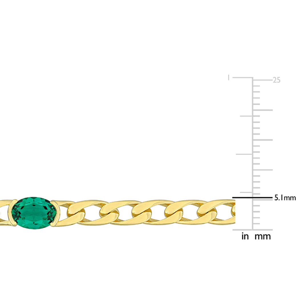 2.80 Carat (ctw) Lab-Created Emerald Station Bracelet in 10K Yellow Gold Image 3