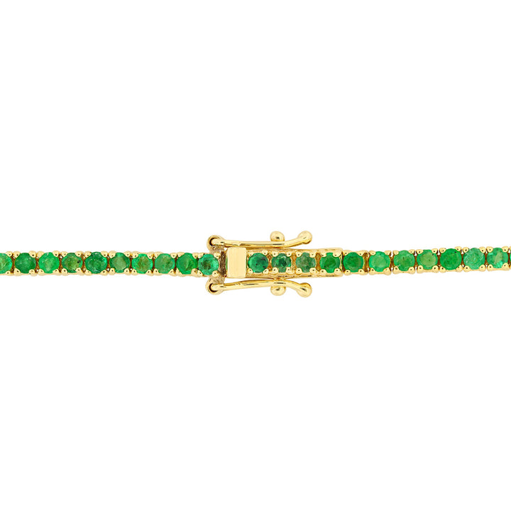 3.12 Carat (ctw) Natural Emerald Tennis Bracelet in 14K Yellow Gold Image 2