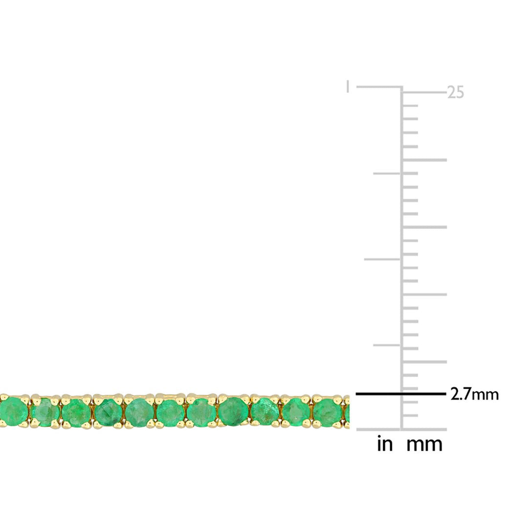 3.12 Carat (ctw) Natural Emerald Tennis Bracelet in 14K Yellow Gold Image 3