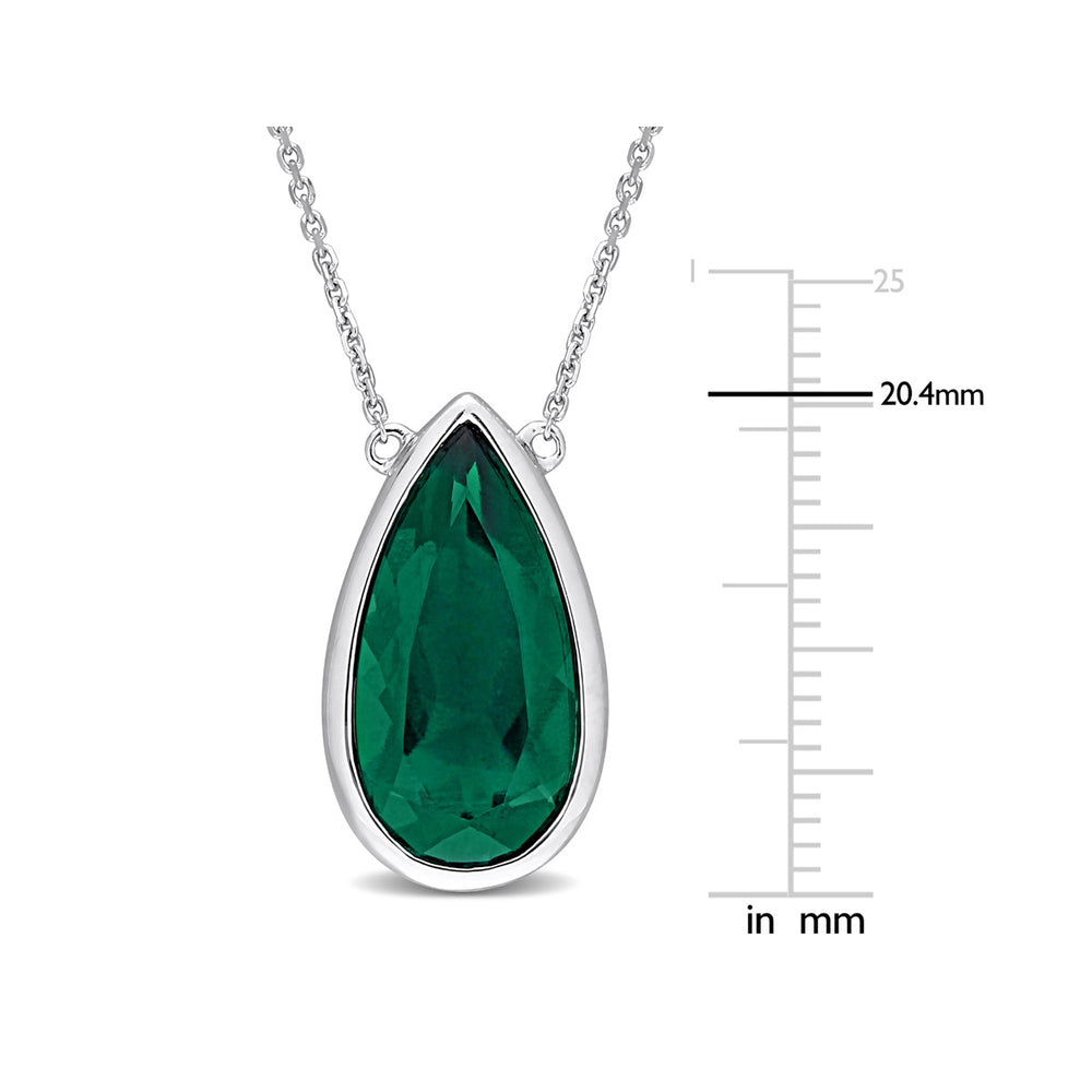 5.00 Carat (ctw) Lab-Created Emerald Drop Pendant Necklace in 14K White Gold with Chain Image 2