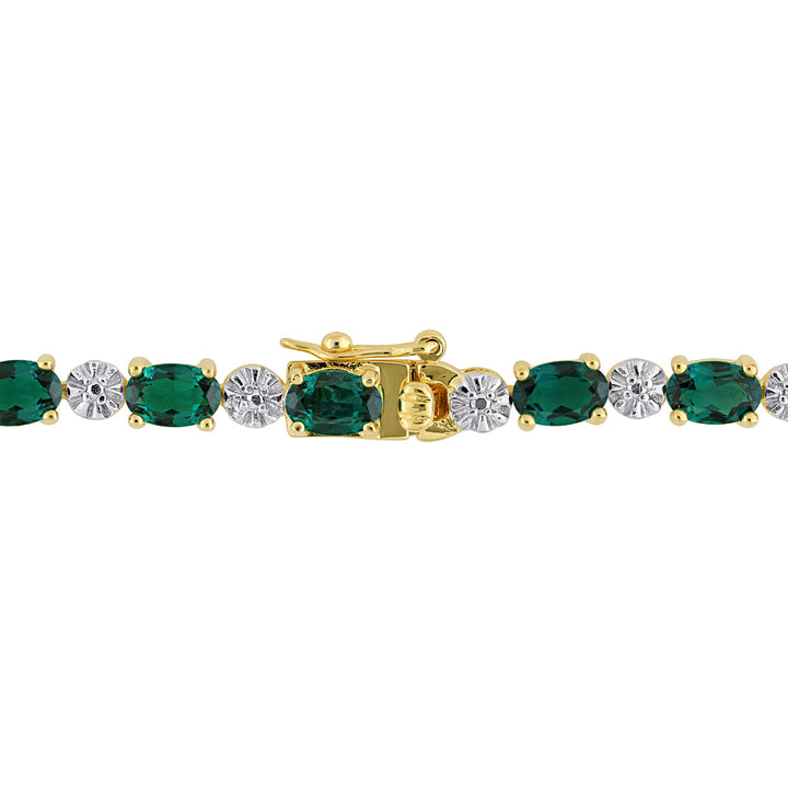 7.74 Carat (ctw) Lab-Created Emerald Bracelet in Yellow Plated Sterling Silver (7.25 Inches) Image 3