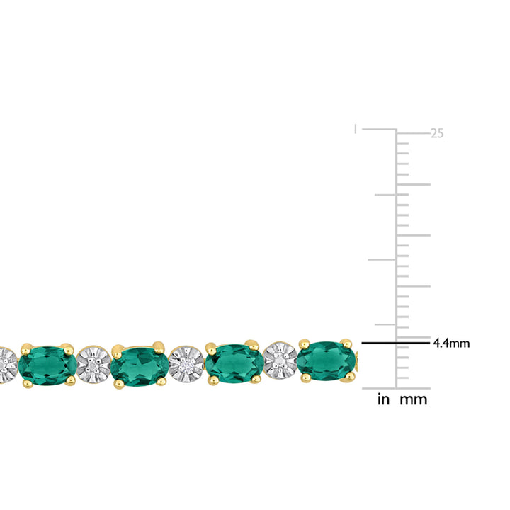 7.74 Carat (ctw) Lab-Created Emerald Bracelet in Yellow Plated Sterling Silver (7.25 Inches) Image 4