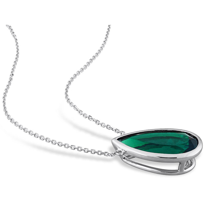 5.00 Carat (ctw) Lab-Created Emerald Drop Pendant Necklace in 14K White Gold with Chain Image 4