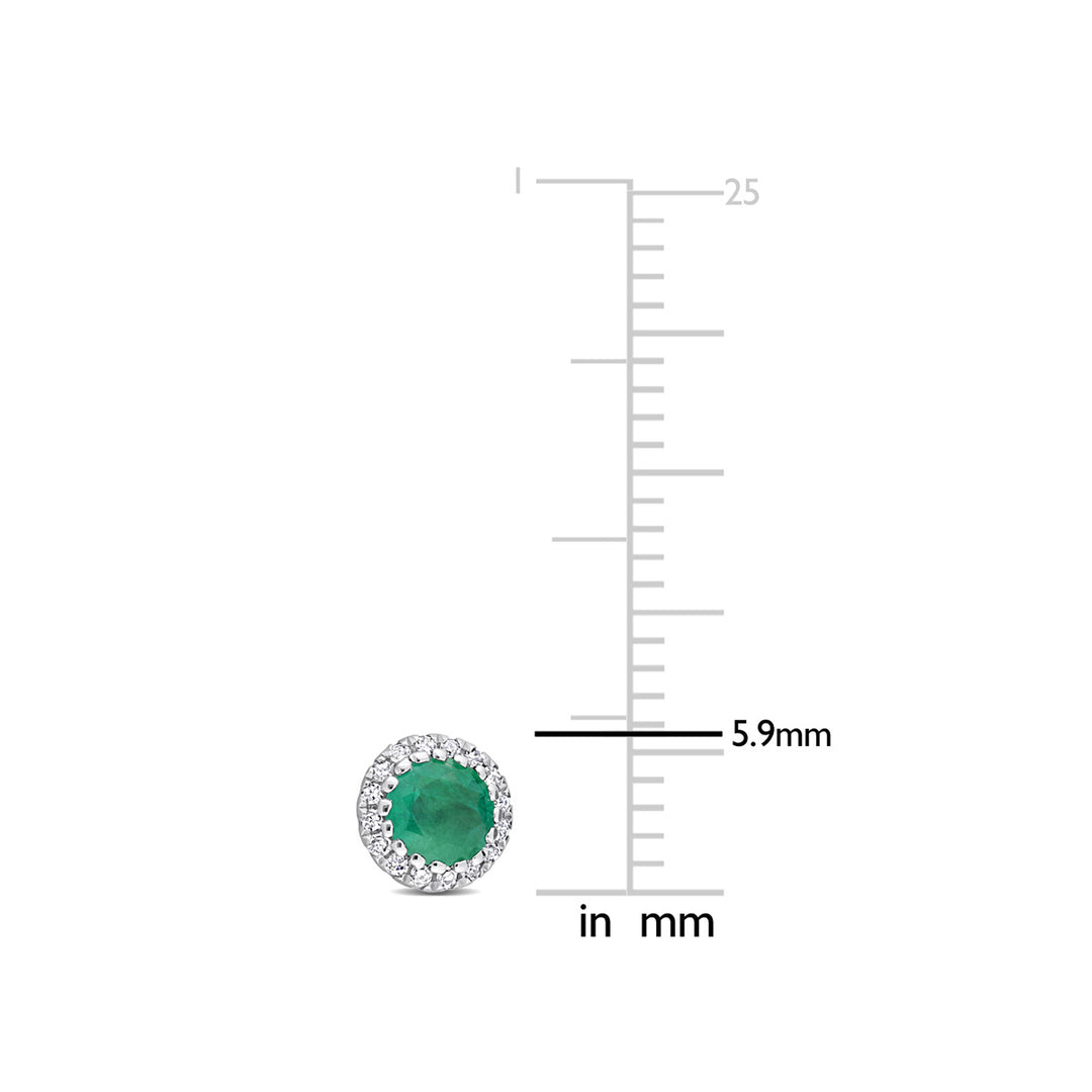 2/5 Carat (ctw) Emerald Halo Earrings in 14K White Gold with Diamonds Image 4