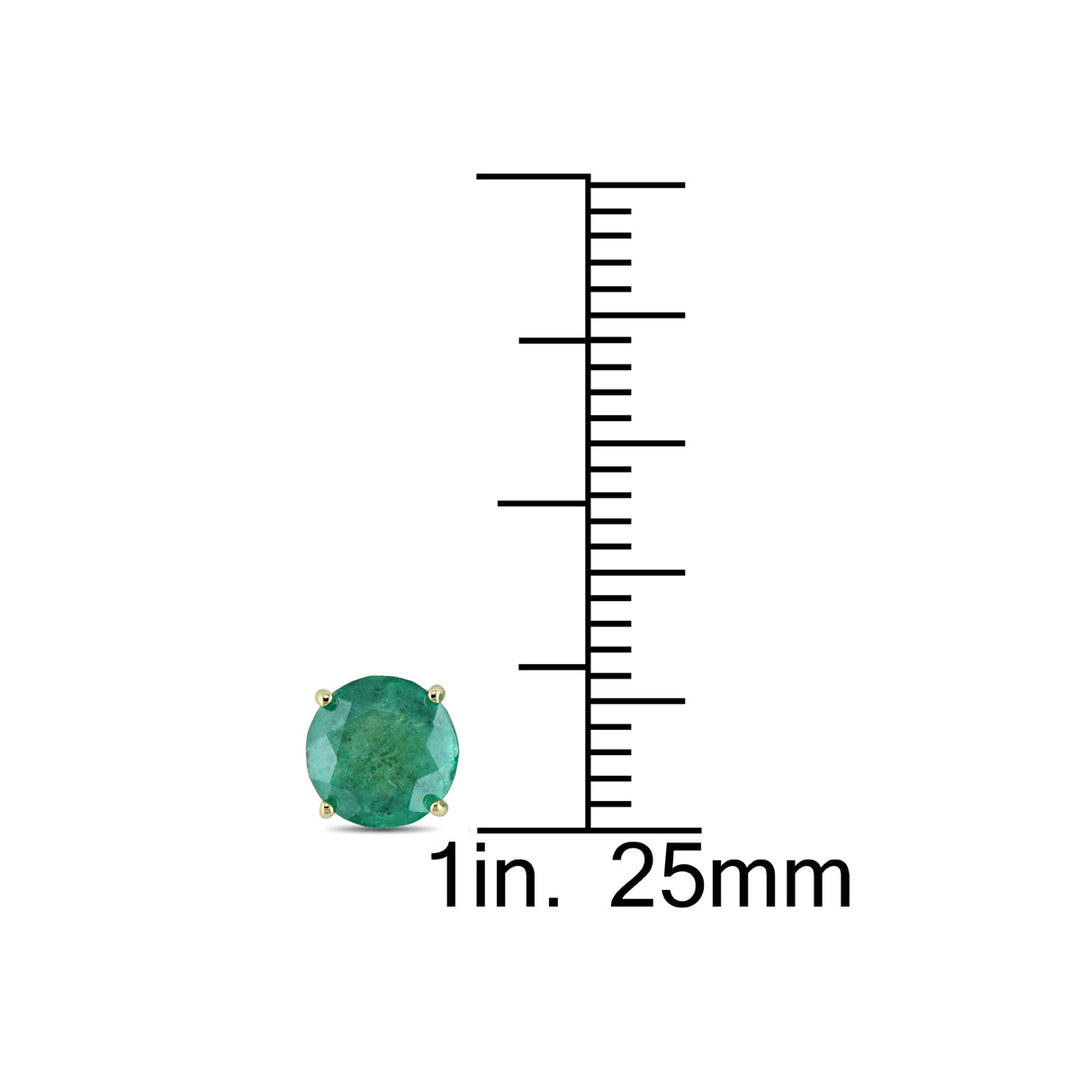 1.60 Carat (ctw) Lab-Created Emerald Solitaire Stud Earrings in 10K Yellow Gold (6mm) Image 3