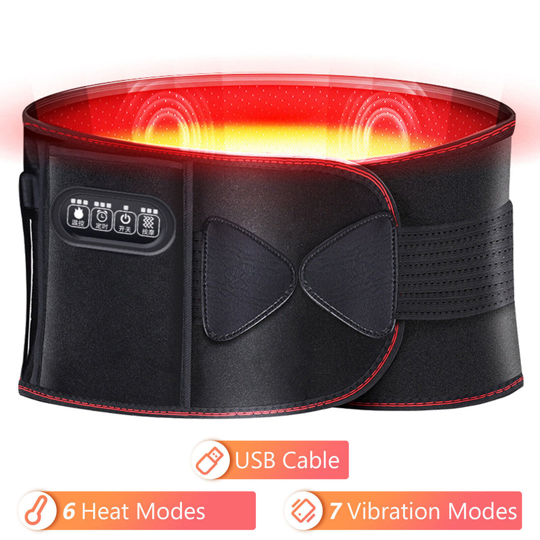 Electric Waist Heated Belt Full Waist Protection Vibrating Massage Compress 43in Image 1