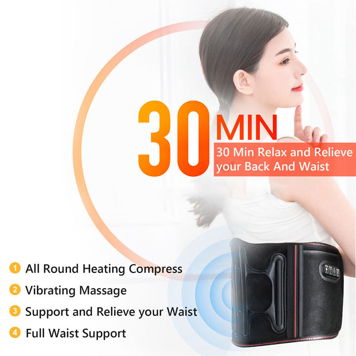 Electric Waist Heated Belt Full Waist Protection Vibrating Massage Compress 43in Image 4