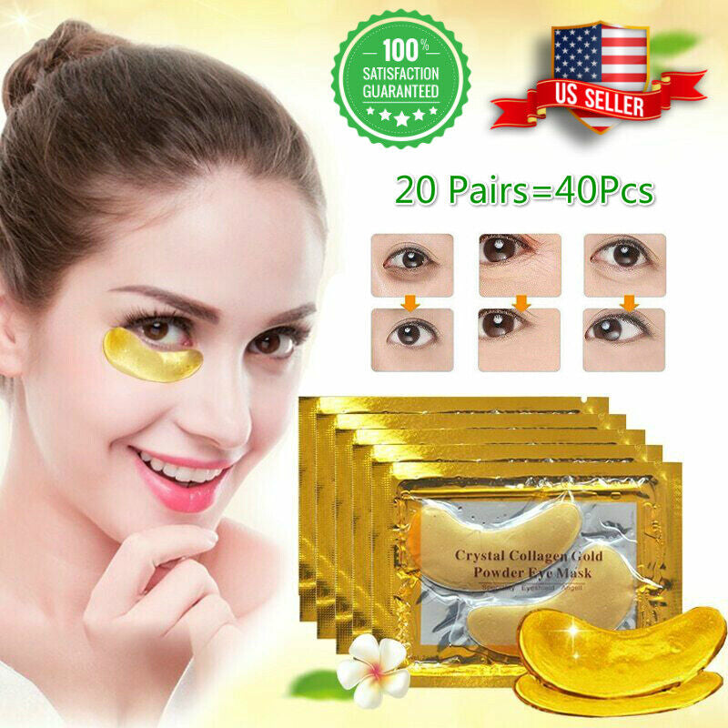 40 Pcs Gold Crystal Collagen Eye Mask Patch Wrinkle Anti Aging Dark Circle Pads Image 1