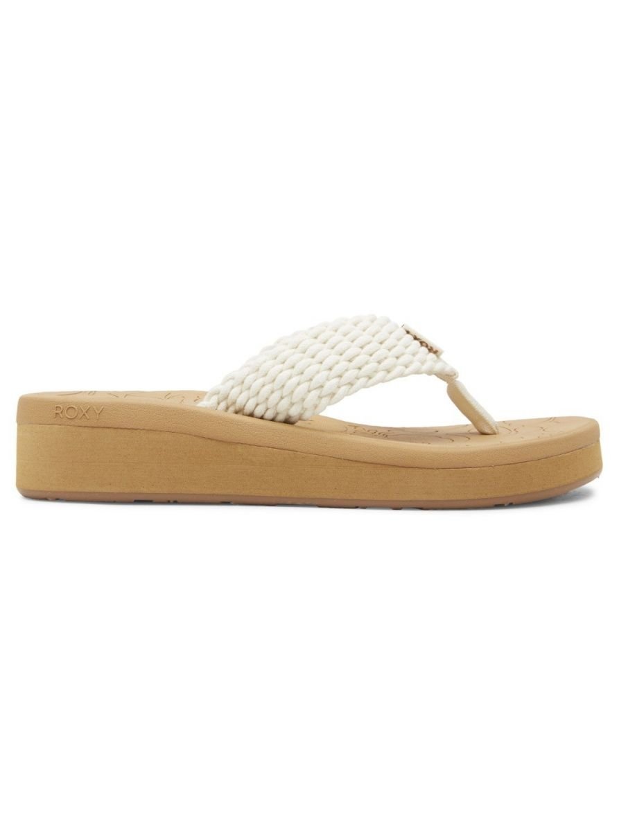 ROXY Womens Caillay Water-Friendly Wedge Flip Flop Cream - ARJL100952-CRE CREAM Image 1