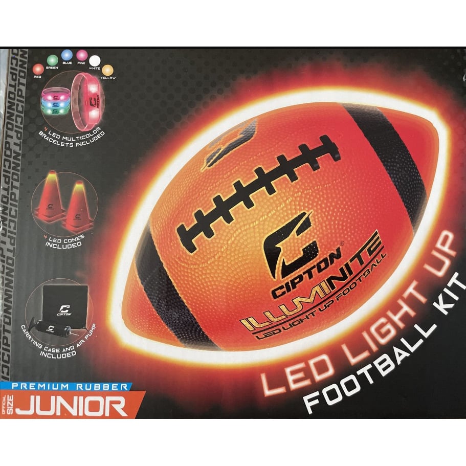 Cipton Sports LED Football Kit Orange Junior Size with 6 LED Bracelets and Cones Image 1