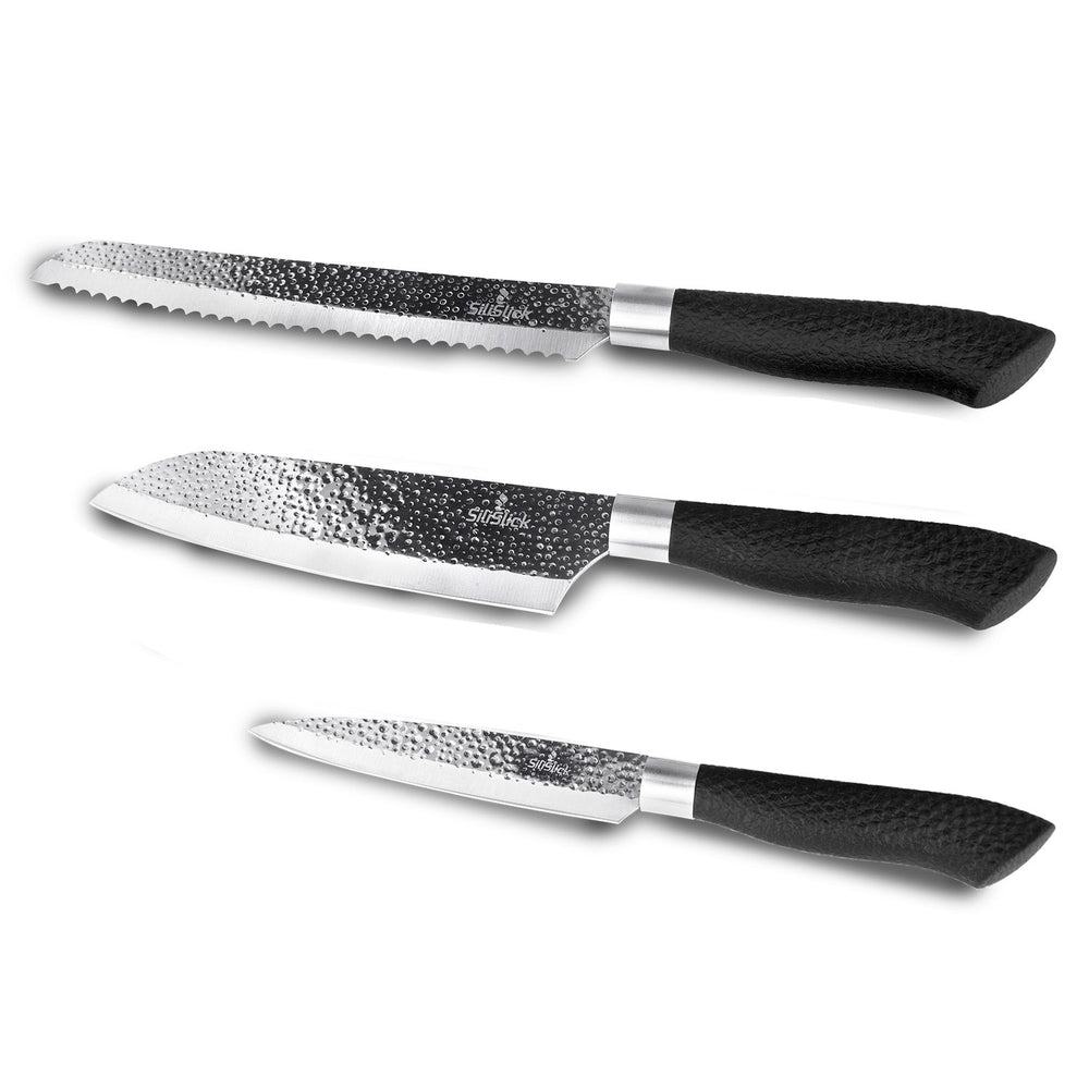 Embossed Hammered Blades 3 Piece Kitchen Knife Set Image 2