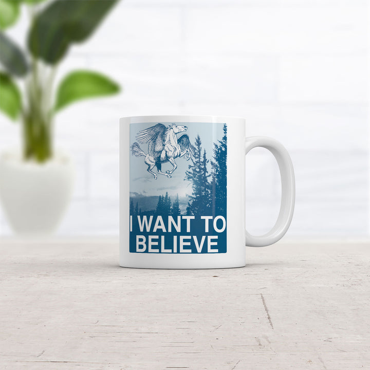 I Want To Believe Pegasus Mug Funny Graphic Coffee Cup-11oz Image 2