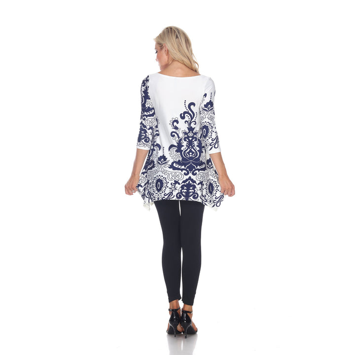 White Mark Womens Damask Tunic Top 95% Polyester 5% Spandex 2 Pockets Multiple Sizes Image 9