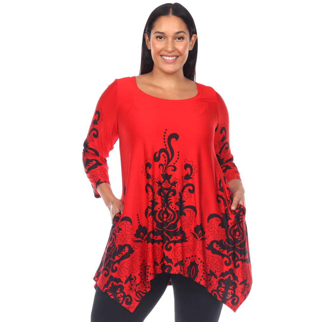 White Mark Womens Damask Tunic Top Image 4