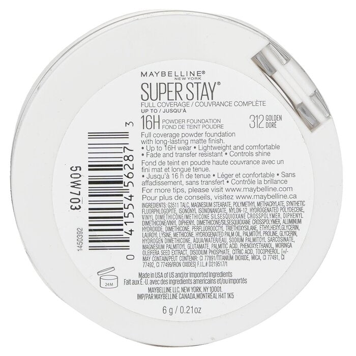 Maybelline - Super Stay Full Coverage Powder Foundation -  312 Golden(6g/0.21oz) Image 3