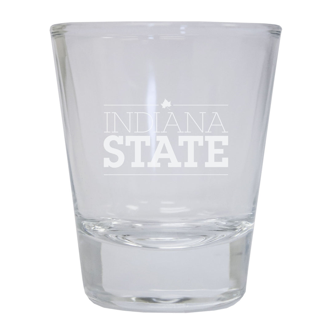 Indiana State University Etched Round Shot Glass Officially Licensed Collegiate Product Image 1