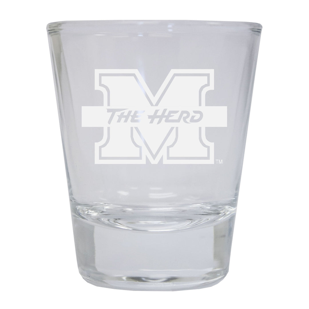 Marshall Thundering Herd Etched Round Shot Glass Officially Licensed Collegiate Product Image 1