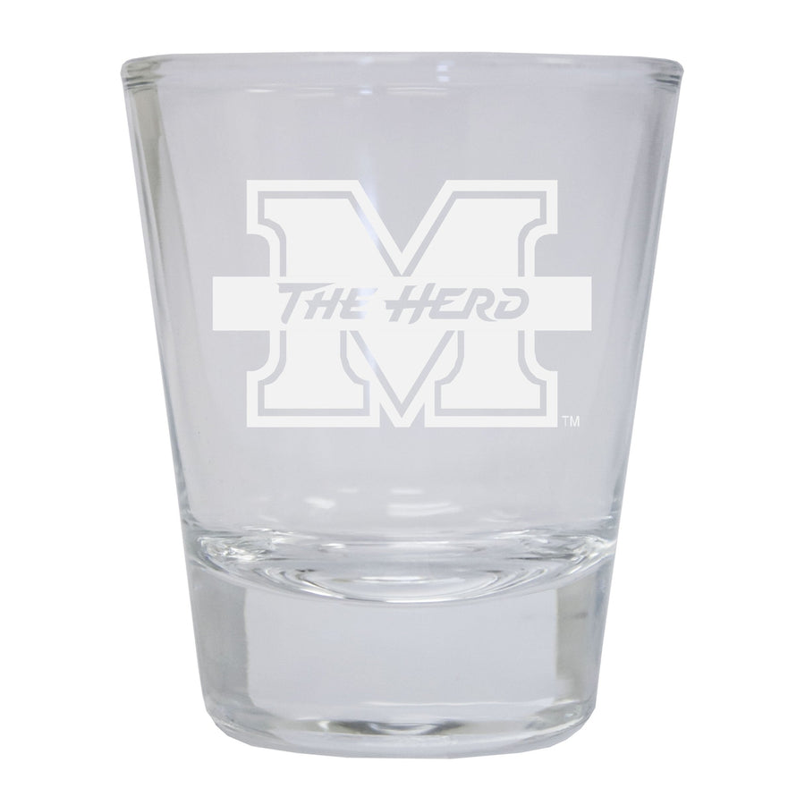 Marshall Thundering Herd Etched Round Shot Glass Officially Licensed Collegiate Product Image 1