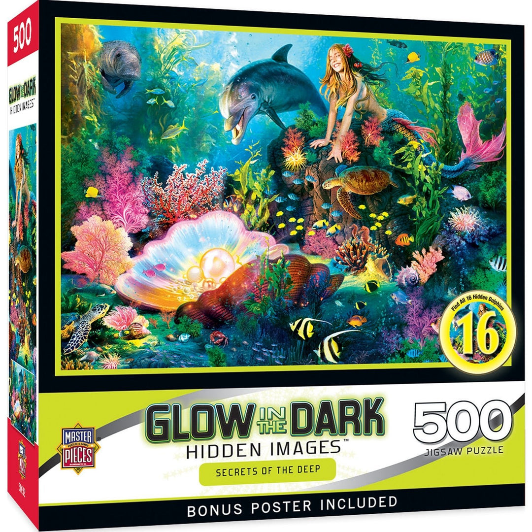 MasterPieces 500 Piece Glow-in-the-Dark Jigsaw Puzzle Hidden Images Ocean Scene Image 7