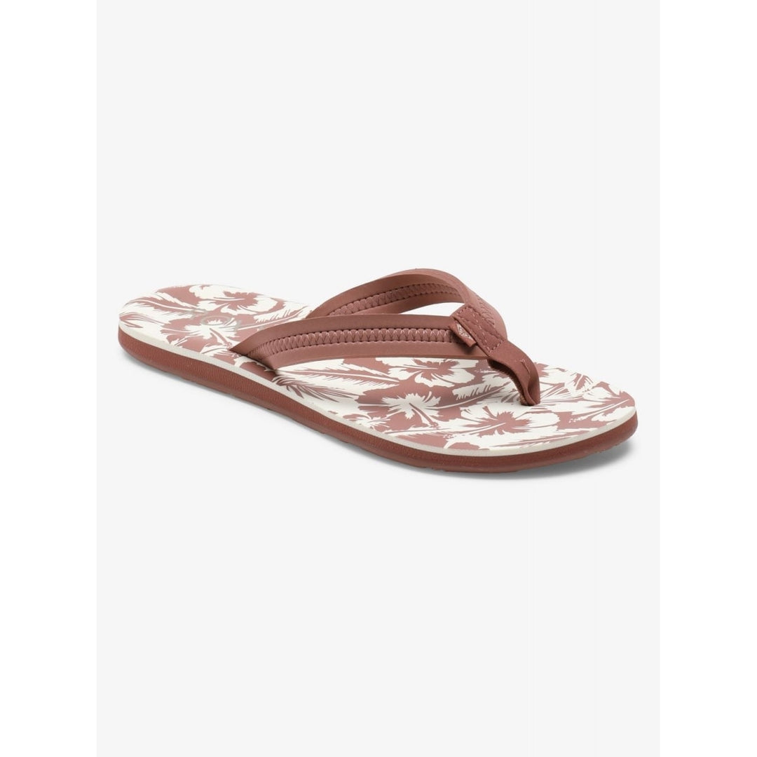 ROXY Womens VistaLoreto Flip Flop White/Chocolate - ARJL100953-WC6 WHITE/CHOCOLATE Image 2