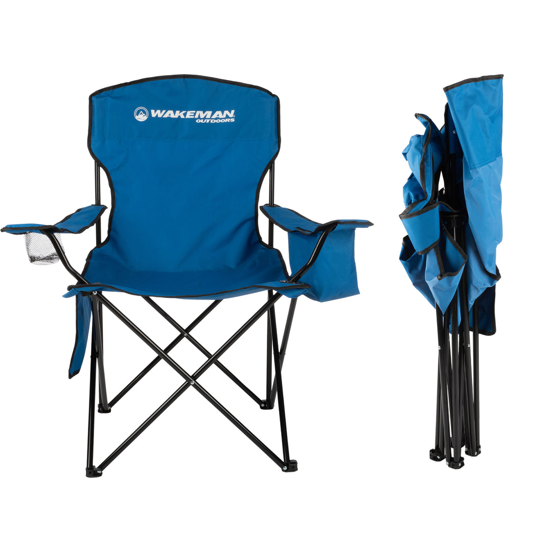 Camping Chair - 300lb Capacity Folding Chair with Cupholder and Built-In Cooler - Oversized Heavy Duty Outdoor Camp or Image 3