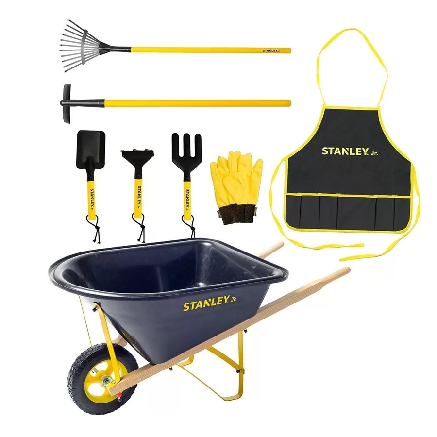 Stanley Jr Wheelbarrow and 7 Piece Garden Set Image 1