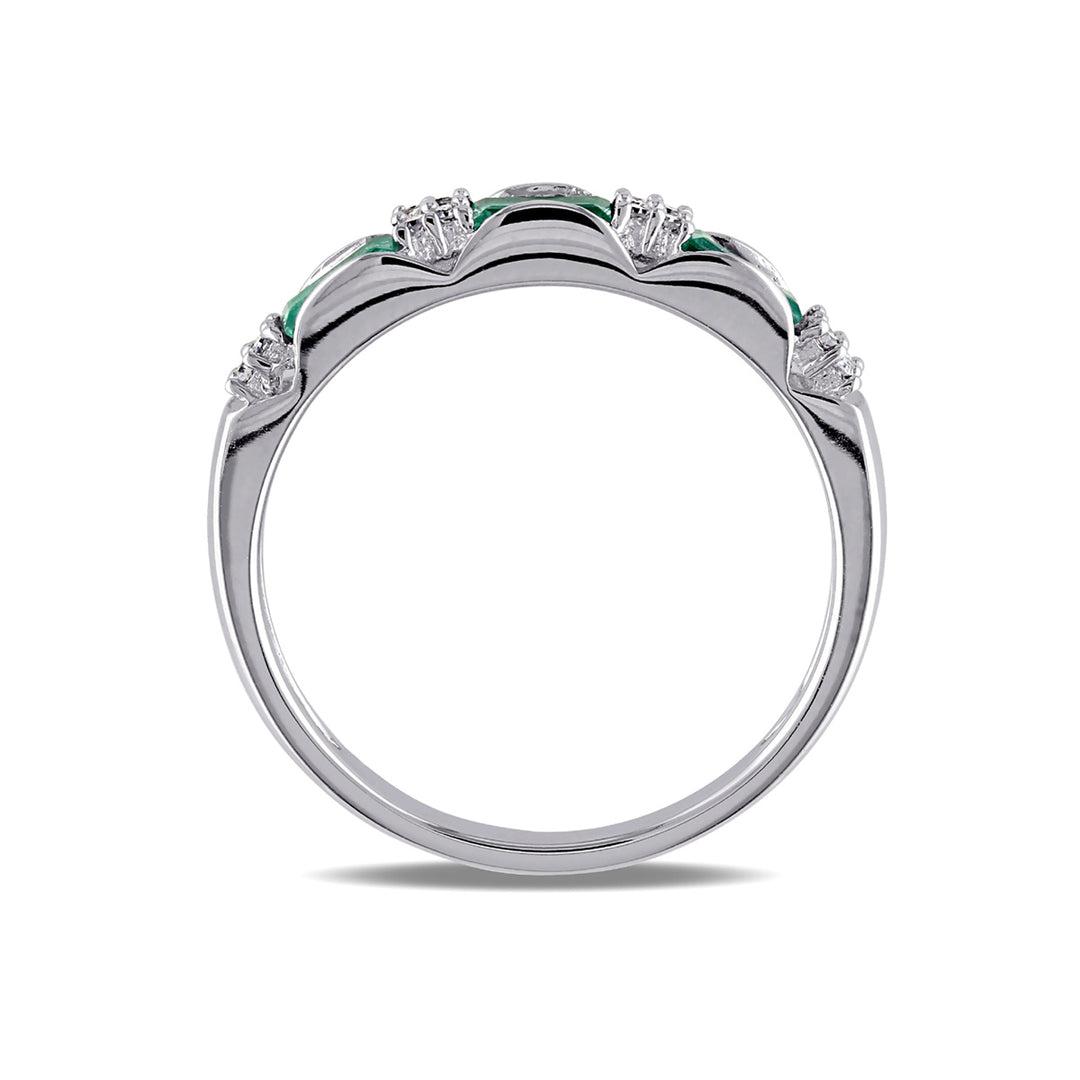 1/3 Carat (ctw) Baguette Emerald Band Ring in 10K White Gold Image 4
