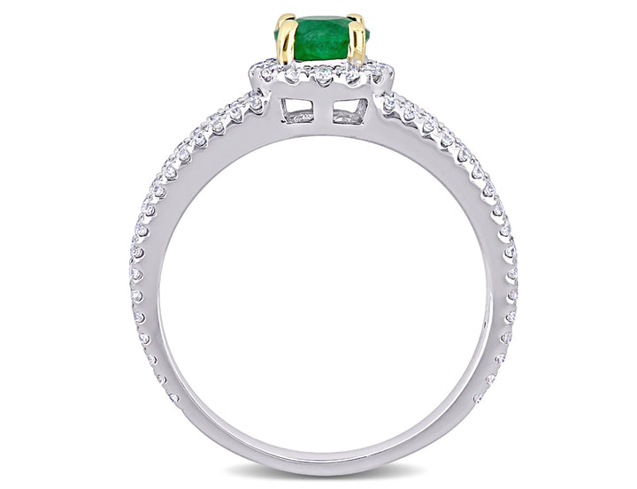 1/2 Carat (ctw) Emerald Ring in 14K White Gold with Diamonds 1/2 Carat (ctw) Image 3