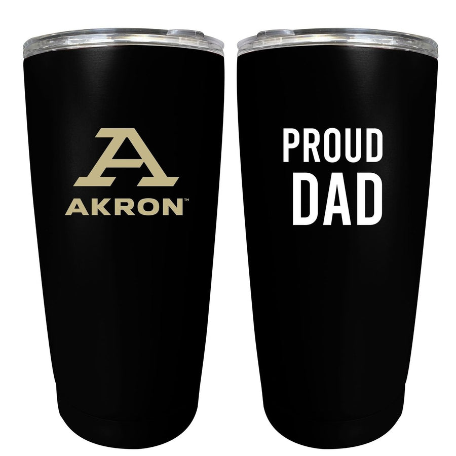 Akron Zips NCAA Insulated Tumbler - 16oz Stainless Steel Travel Mug Proud Dad Design Black Image 1