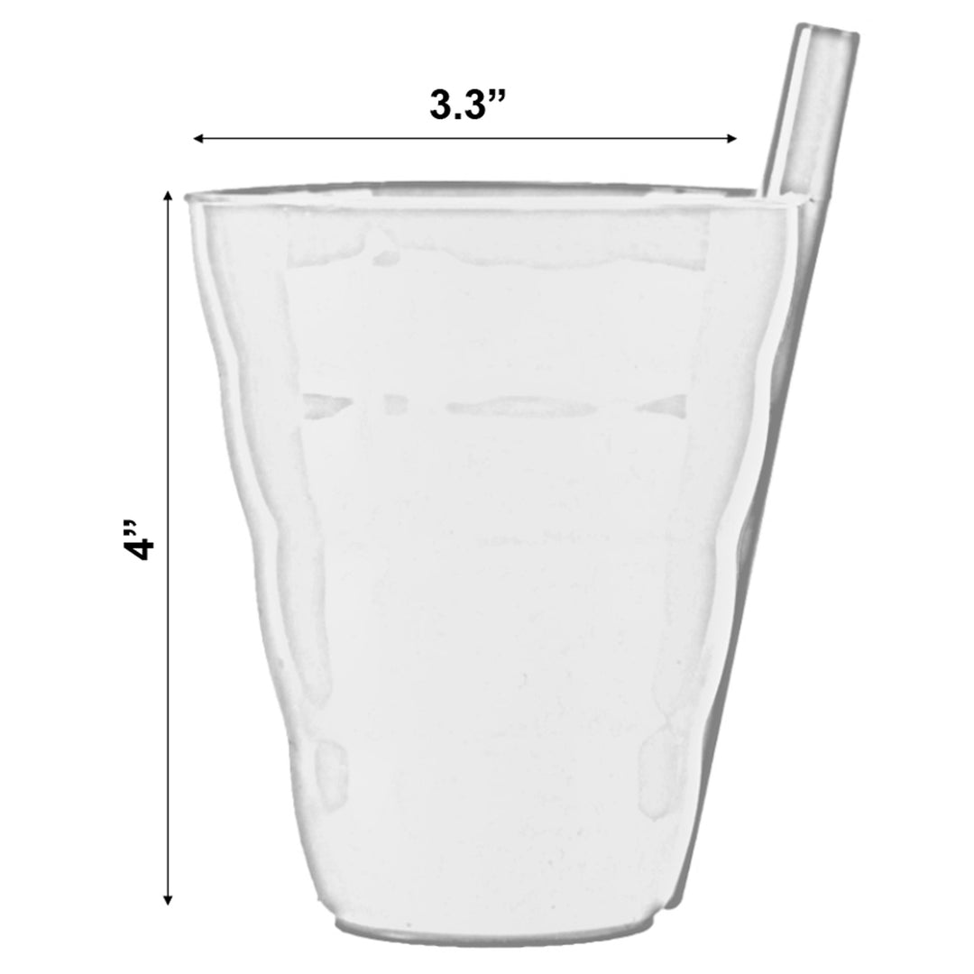 10 OZ Reusable Plastic Cups with Straw BluePinkGreenand OrangeSet of 4 Image 4