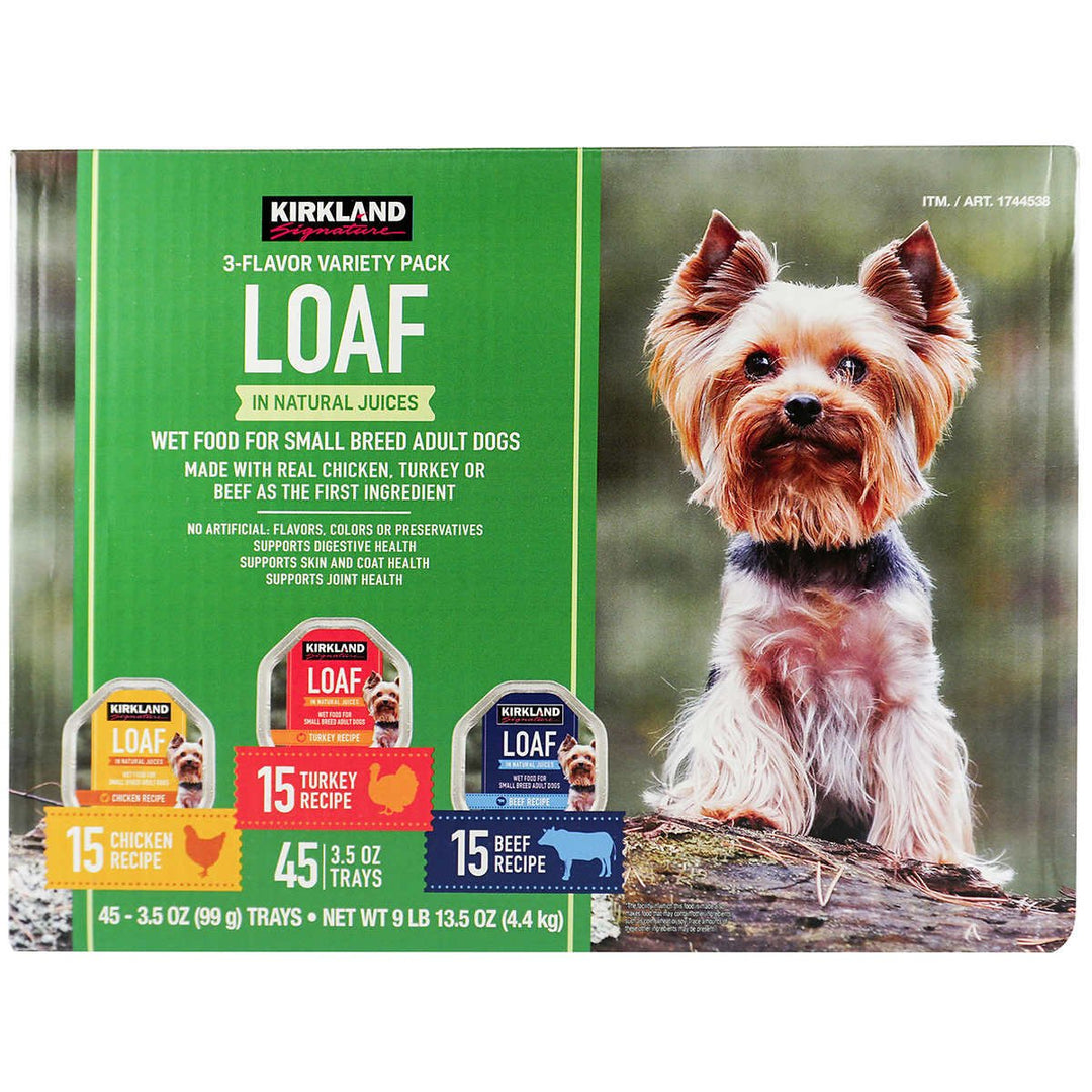 Kirkland Signature Loaf Wet Dog Food Variety Pack 3.5 Ounce (Pack of 45) Image 1