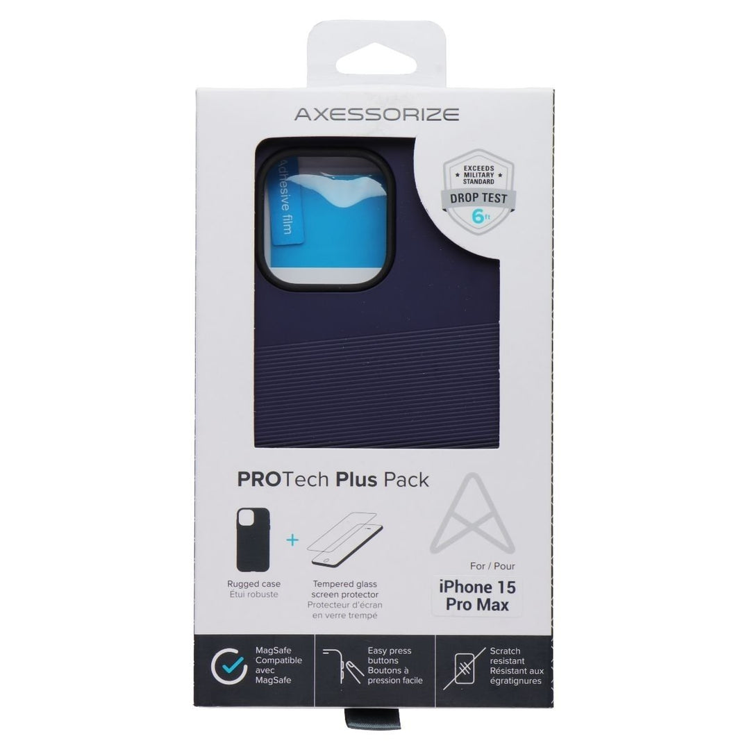 AXS Pro Tech Plus Pack (Glass and Case) for Apple iPhone 15 Pro Max - Astral Blue Image 1