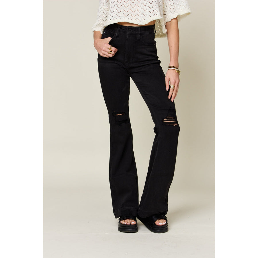 Judy Blue Full Size High Waist Distressed Flare Jeans Image 1