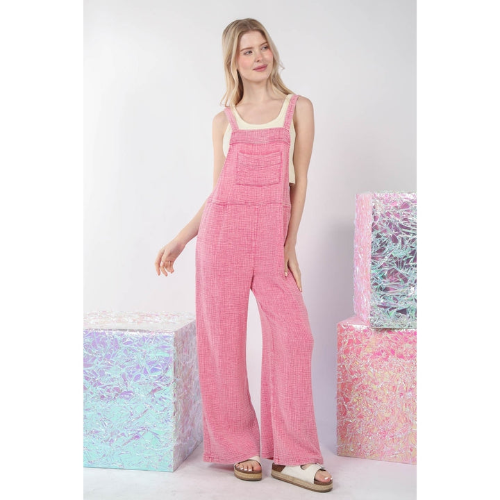 VERY J Texture Washed Wide Leg Overalls Image 4
