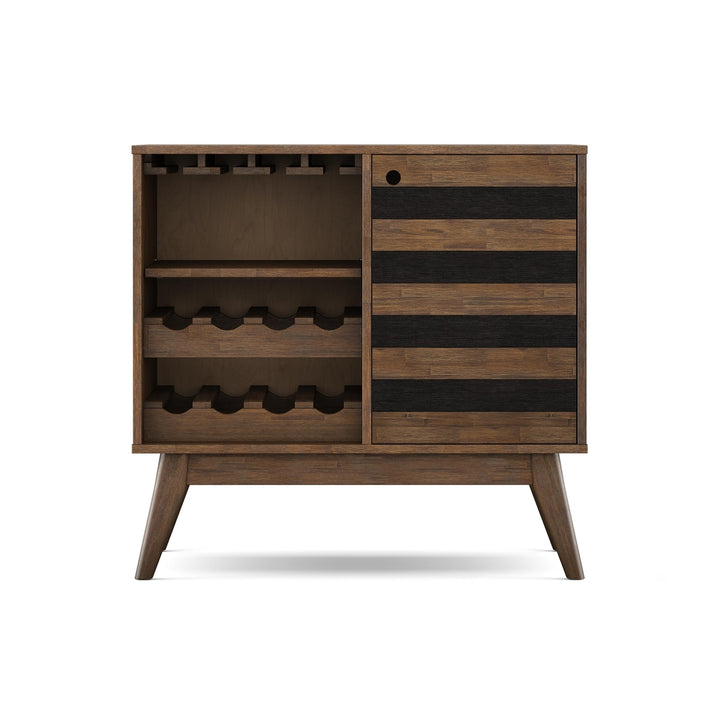 Clarkson Acacia Wine Cabinet with Stemware Rack and Hidden Storage Dark Brown Image 3