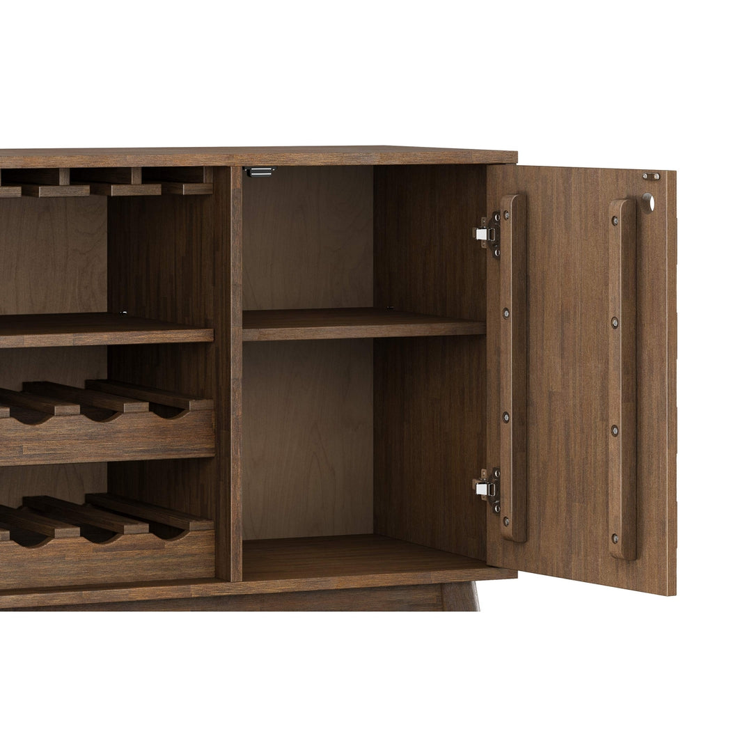 Clarkson Acacia Wine Cabinet with Stemware Rack and Hidden Storage Dark Brown Image 4