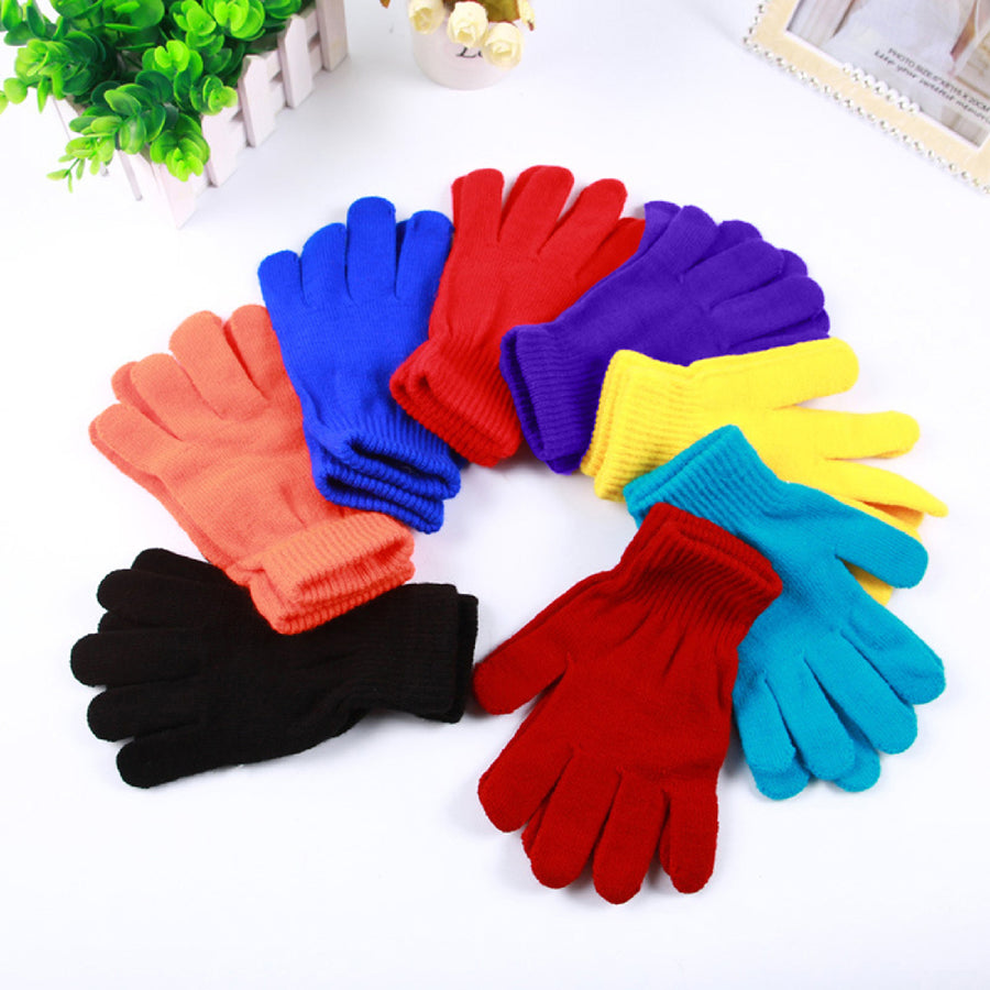 Gloves Solid Color Multi-use Acrylic Unisex Full Finger Warm Mittens for Winter Image 1