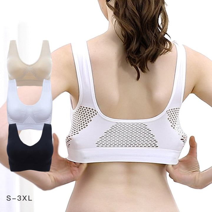 Vest Bra with Chest Pad Wire Free Solid Color Women Seamless Sports Bra for Gym Image 1