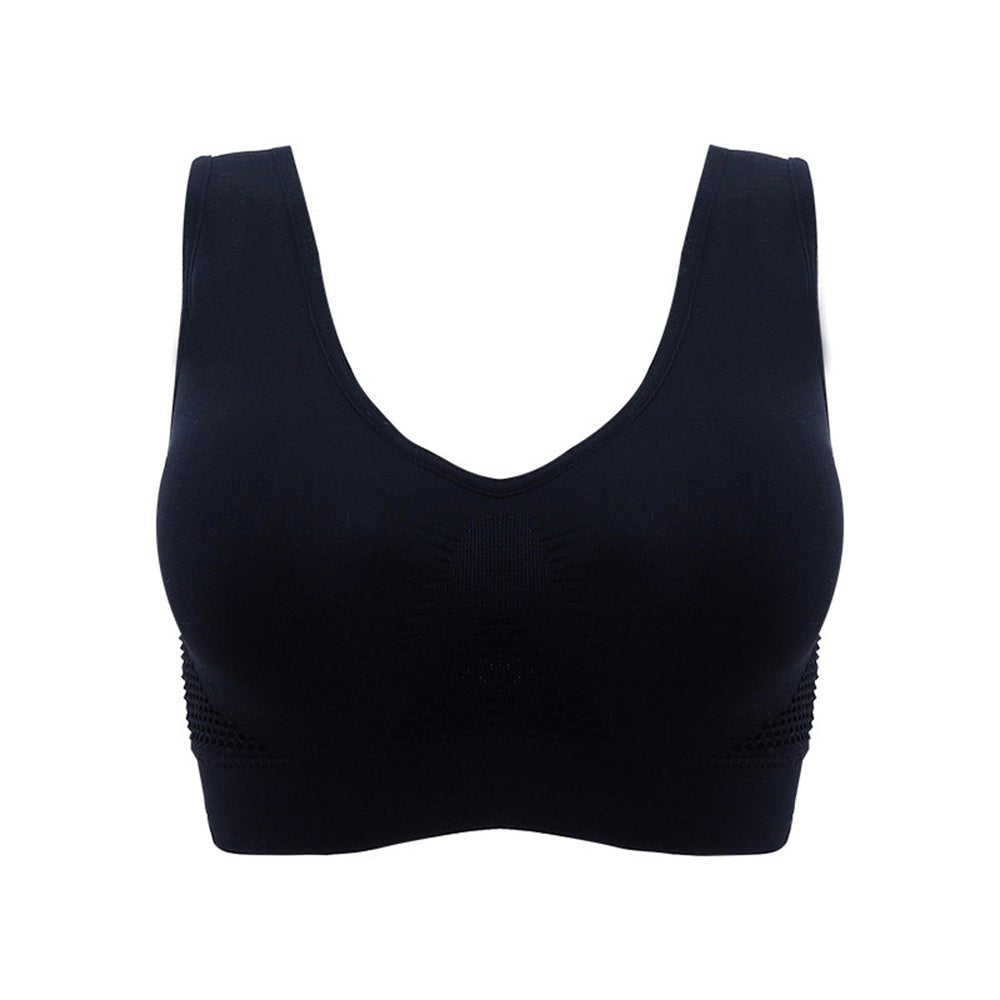 Vest Bra with Chest Pad Wire Free Solid Color Women Seamless Sports Bra for Gym Image 2