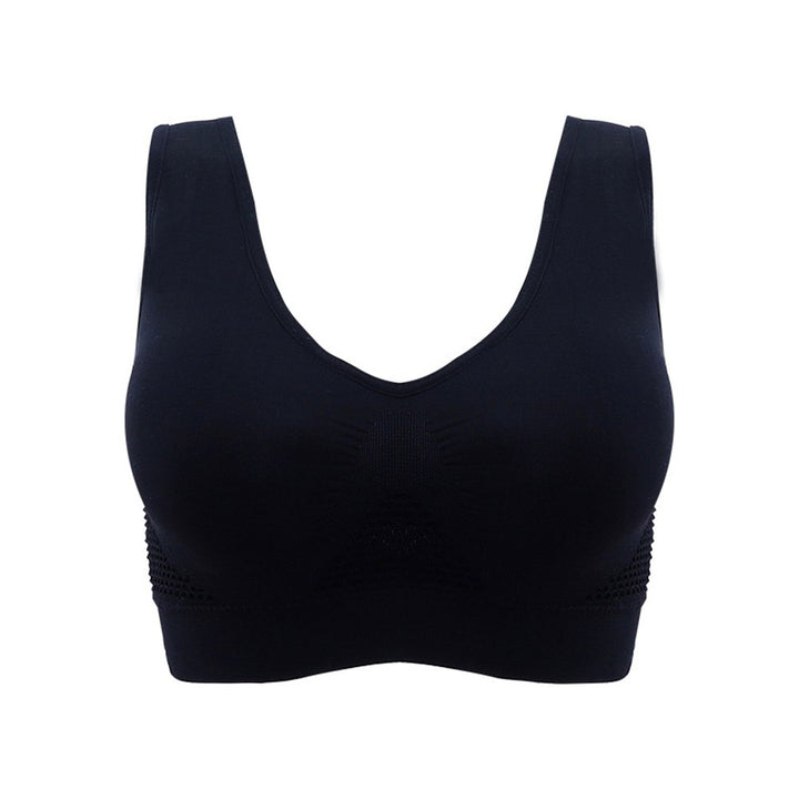 Vest Bra with Chest Pad Wire Free Solid Color Women Seamless Sports Bra for Gym Image 1