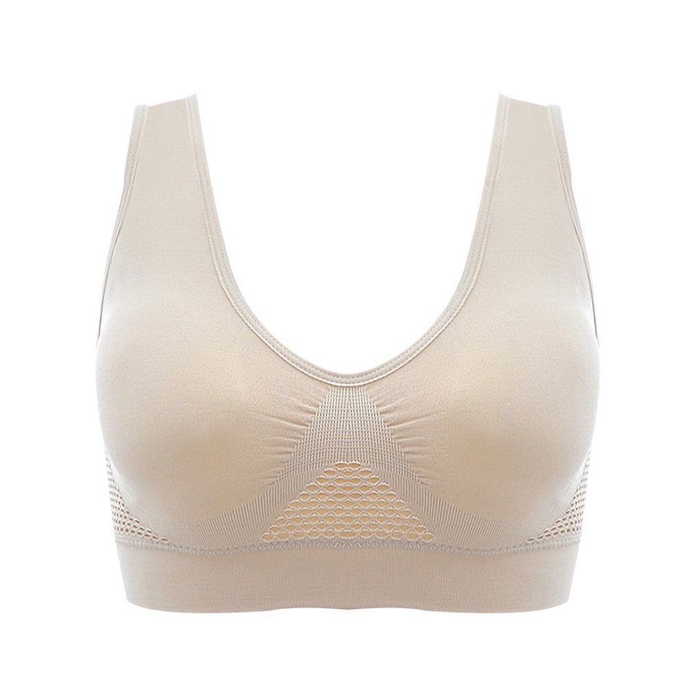 Vest Bra with Chest Pad Wire Free Solid Color Women Seamless Sports Bra for Gym Image 1