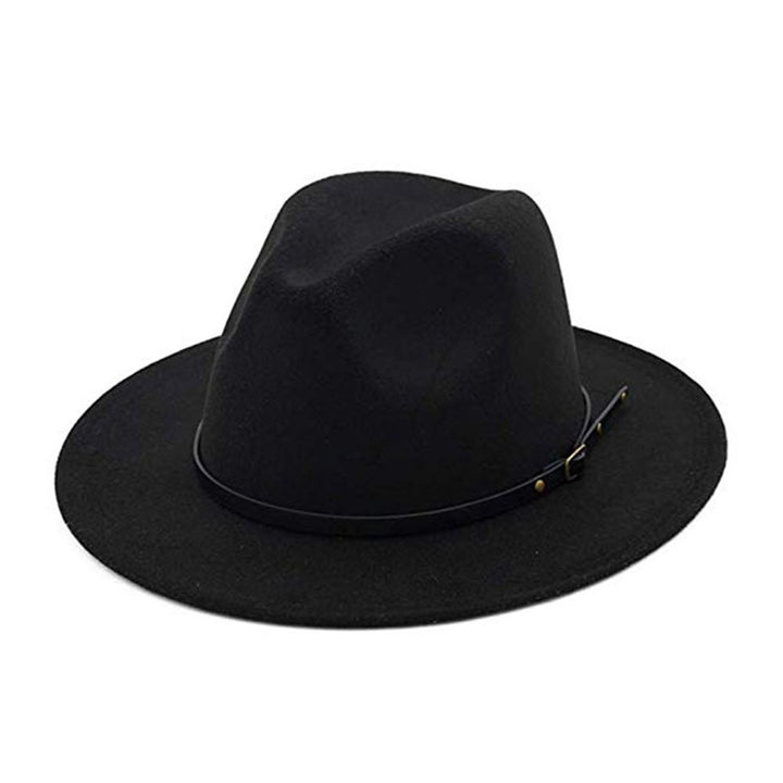 Jazz Cap Wide Brim Breathable Solid Color Fedora Hat Winter Floppy Women Cap Streetwear Image 10