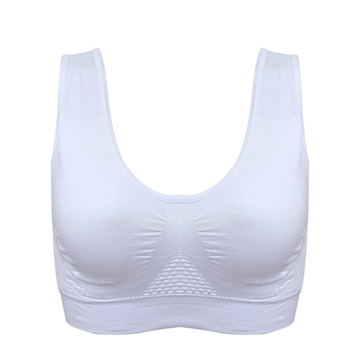 Vest Bra with Chest Pad Wire Free Solid Color Women Seamless Sports Bra for Gym Image 4